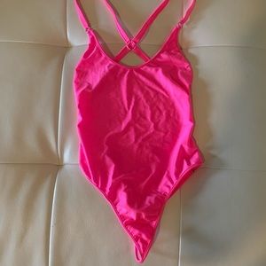 DISCONTINUED Wicked Weasel Sexy 801 Shiny Lycra Hot Pink One-Piece